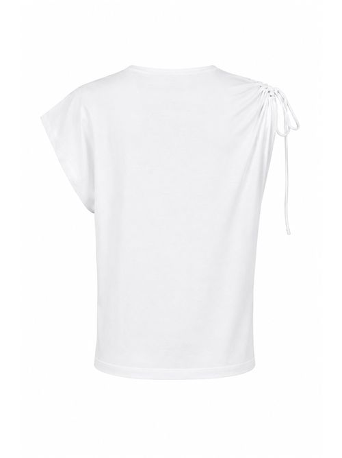 Top con collo asimmetrico in cotone stretch Bianco Alpha Studio | AD-6430C2000